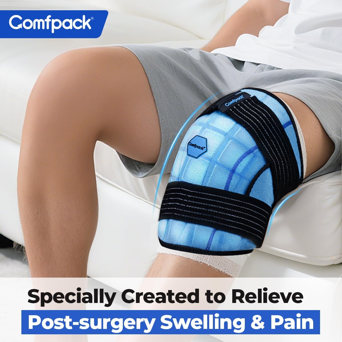 Thumbnail 3 de Comfpack Knee Ice Pack Wrap, 23" × 10.3", Cold Therapy and Compression
