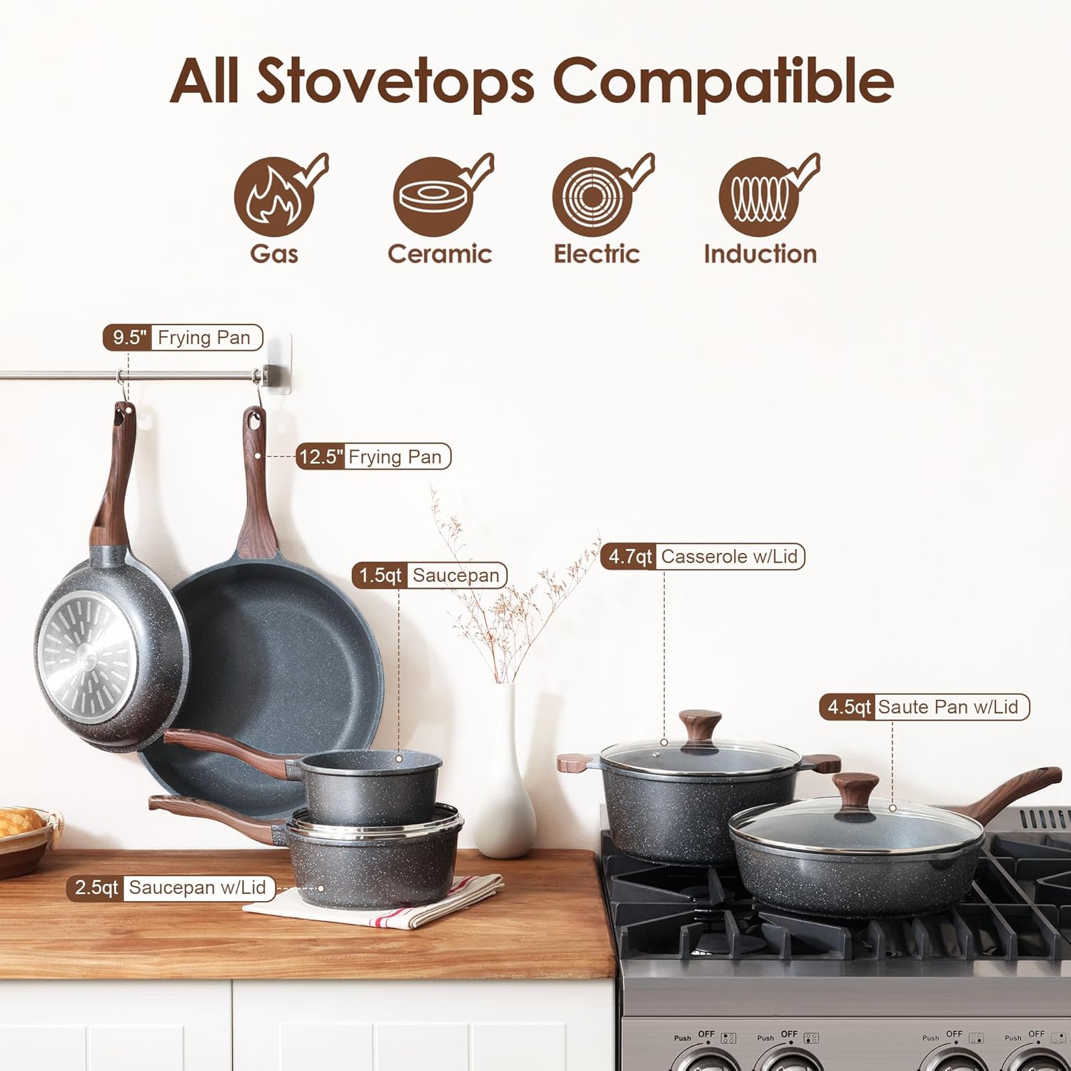 Detalle 2 de SENSARTE Nonstick Cookware Set 16-Piece