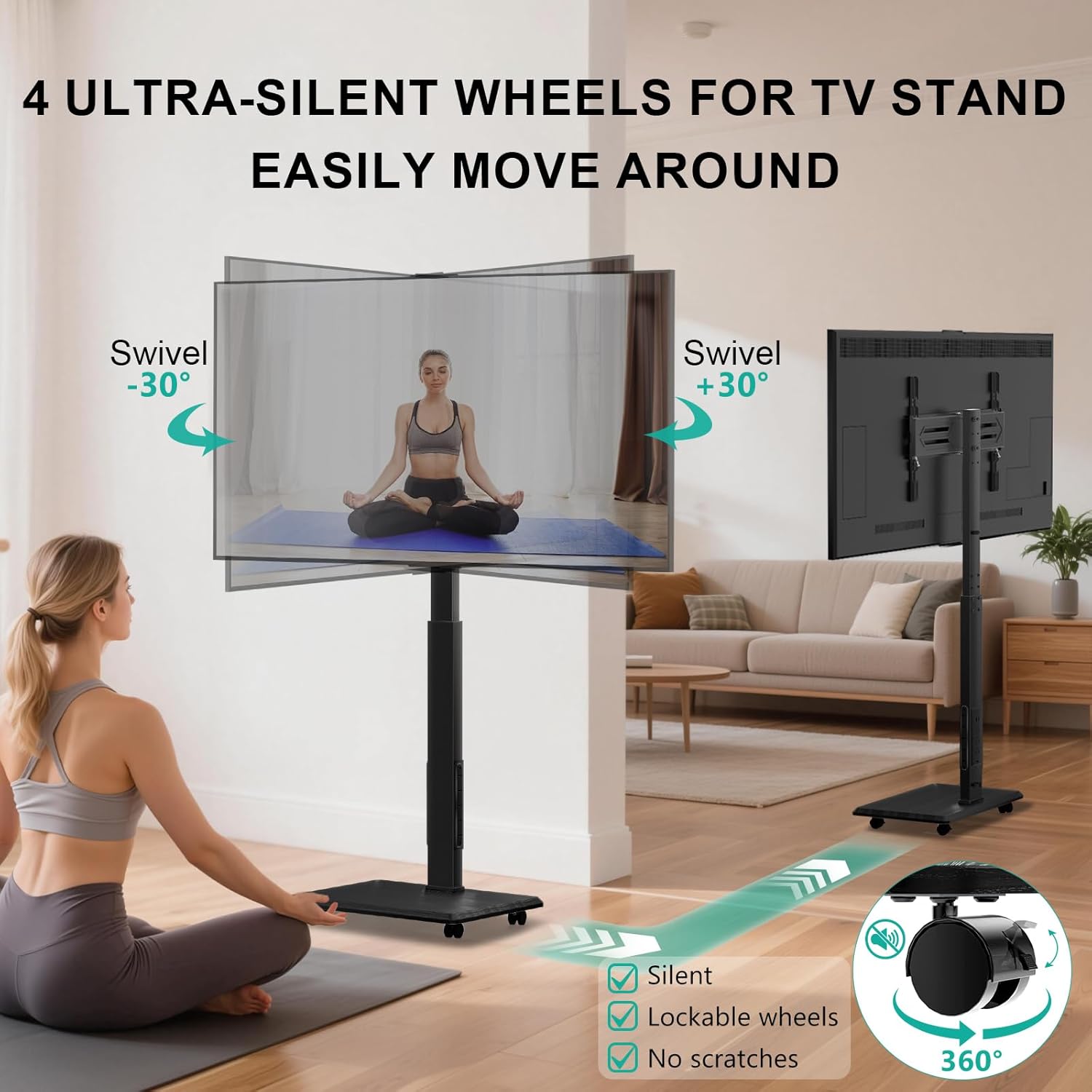 Thumbnail 2 de WALI TVDVD-7PR Rolling TV Stand 110 lbs