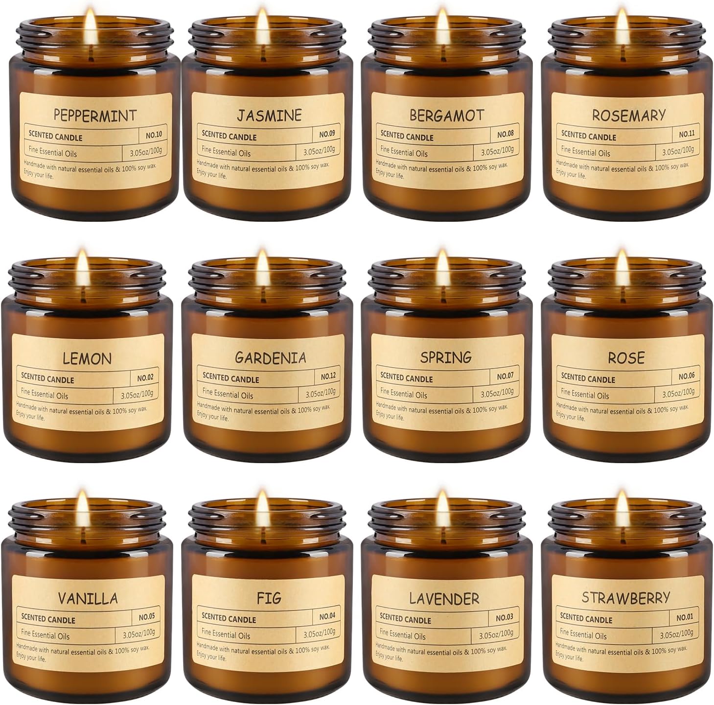 Detalle de TLNFHRPI 12-Piece Scented Candle Set, 3.05 oz Each, Glass Containers