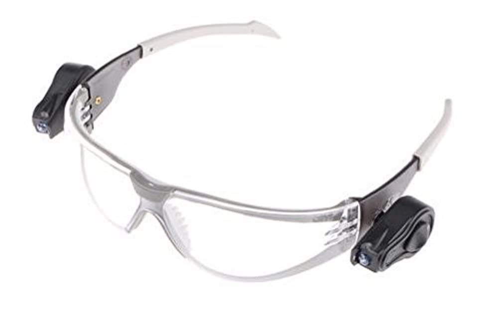 Detalle de 3M LIGHT VISION LEDLV Schutzbrille mit LED-Beleuchtung – AS/AF/UV, klare Scheibe, silber-schwarzer Rahmen