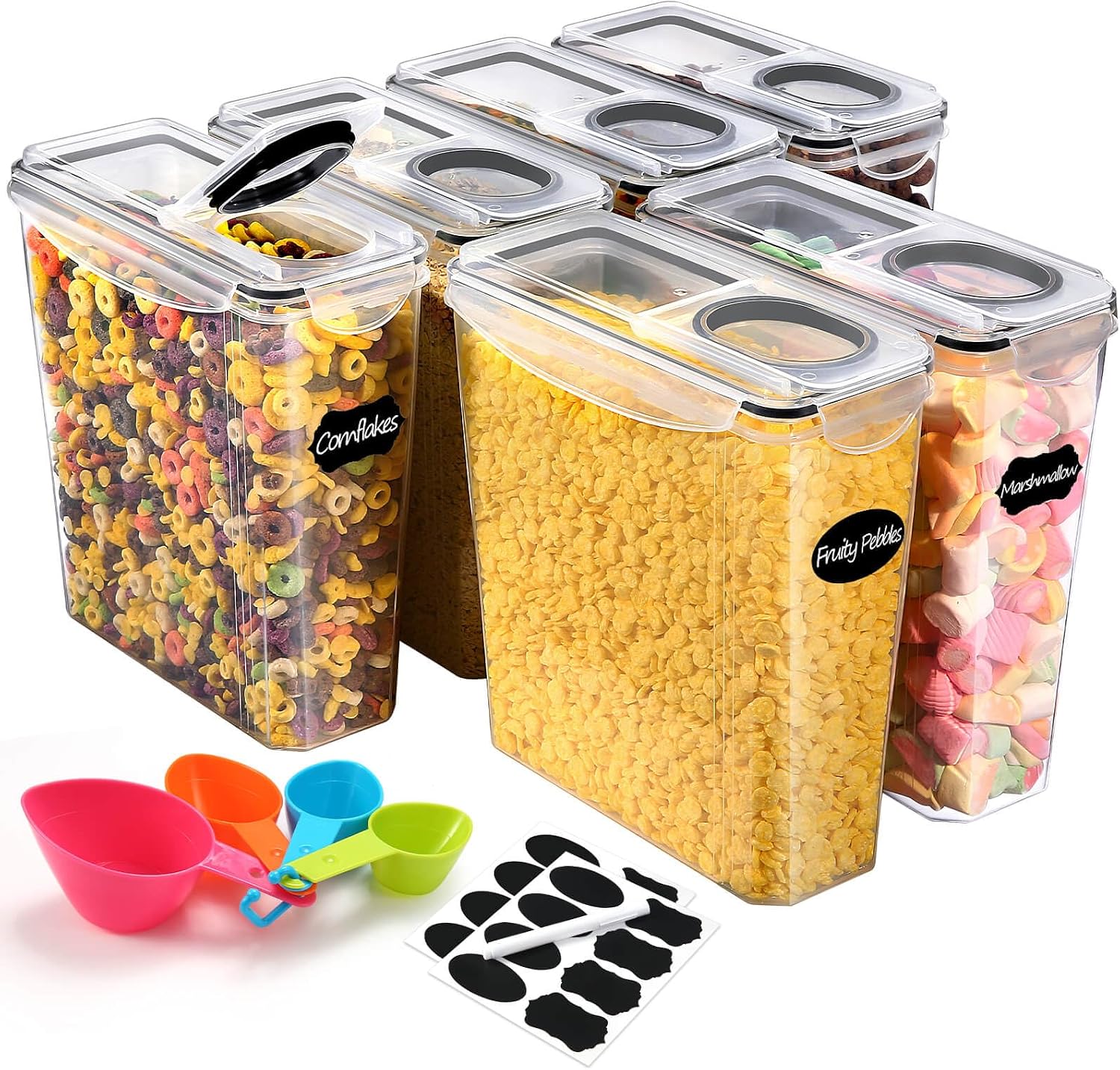 Detalle de YASHE 6-Pack 3.7L Airtight Plastic Food Storage Containers with Lids