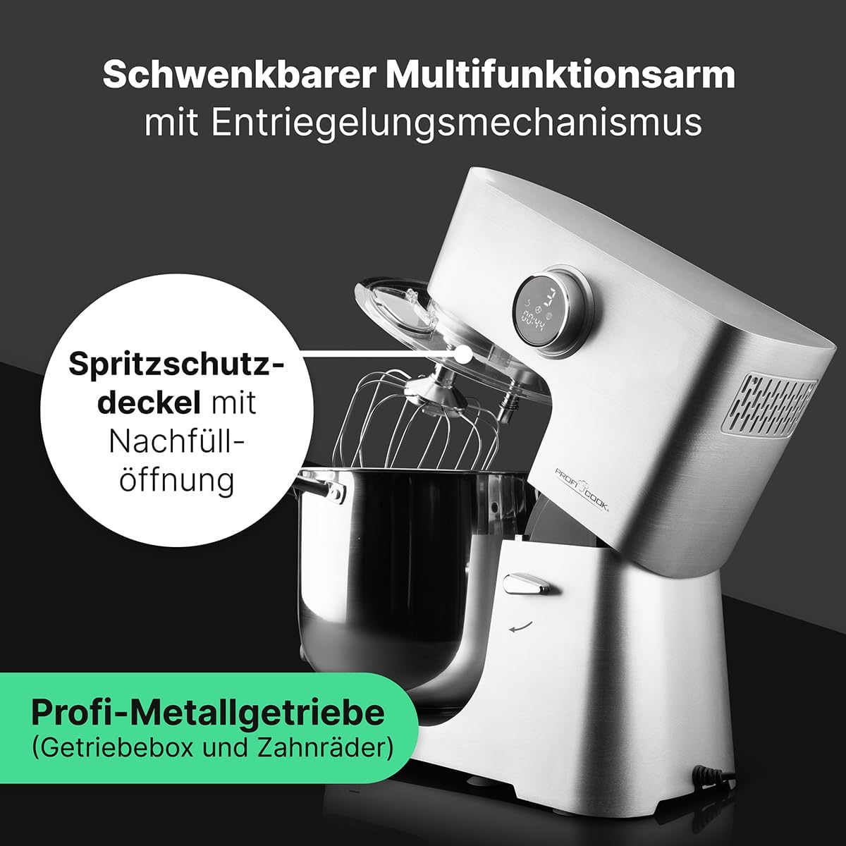 Thumbnail 6 de ProfiCook PC KM 1254, robot kuchenny z misą 12 l, 2500 W i 12 prędkościami
