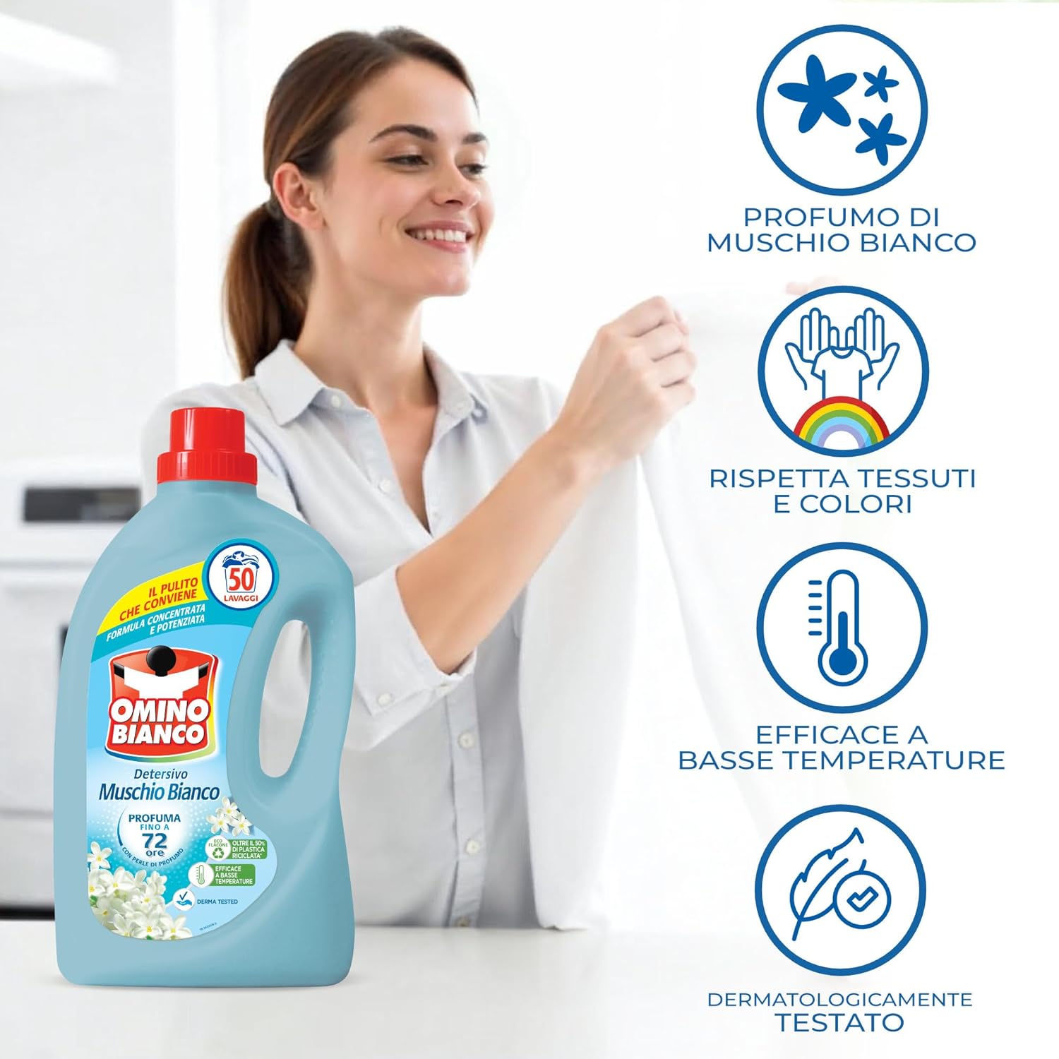 Thumbnail 1 de Omino Bianco Detersivo Lavatrice Liquido 150 Lavaggi + Campione Igienizzante: profumo intenso e tessuti protetti