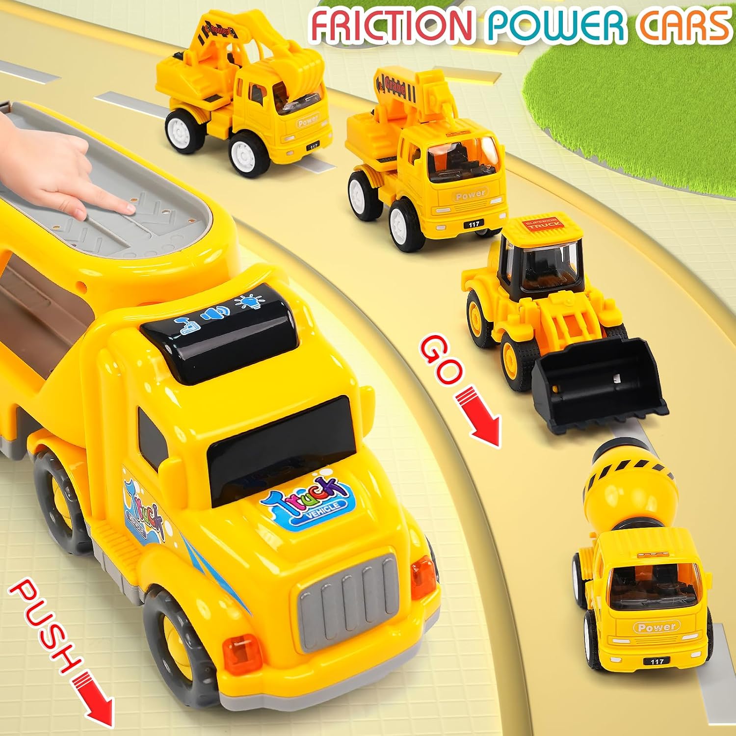 Detalle de Veslier ST31-15 Construction Truck Set with 8 Vehicles, Sounds and Lights