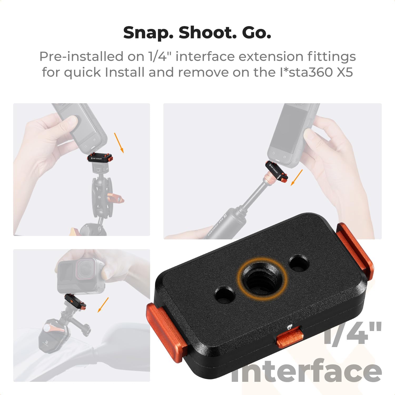 Thumbnail 1 de K&F CONCEPT Magnetic Quick Release Mount for Insta360 X5 / X4 Air with Safety Lock