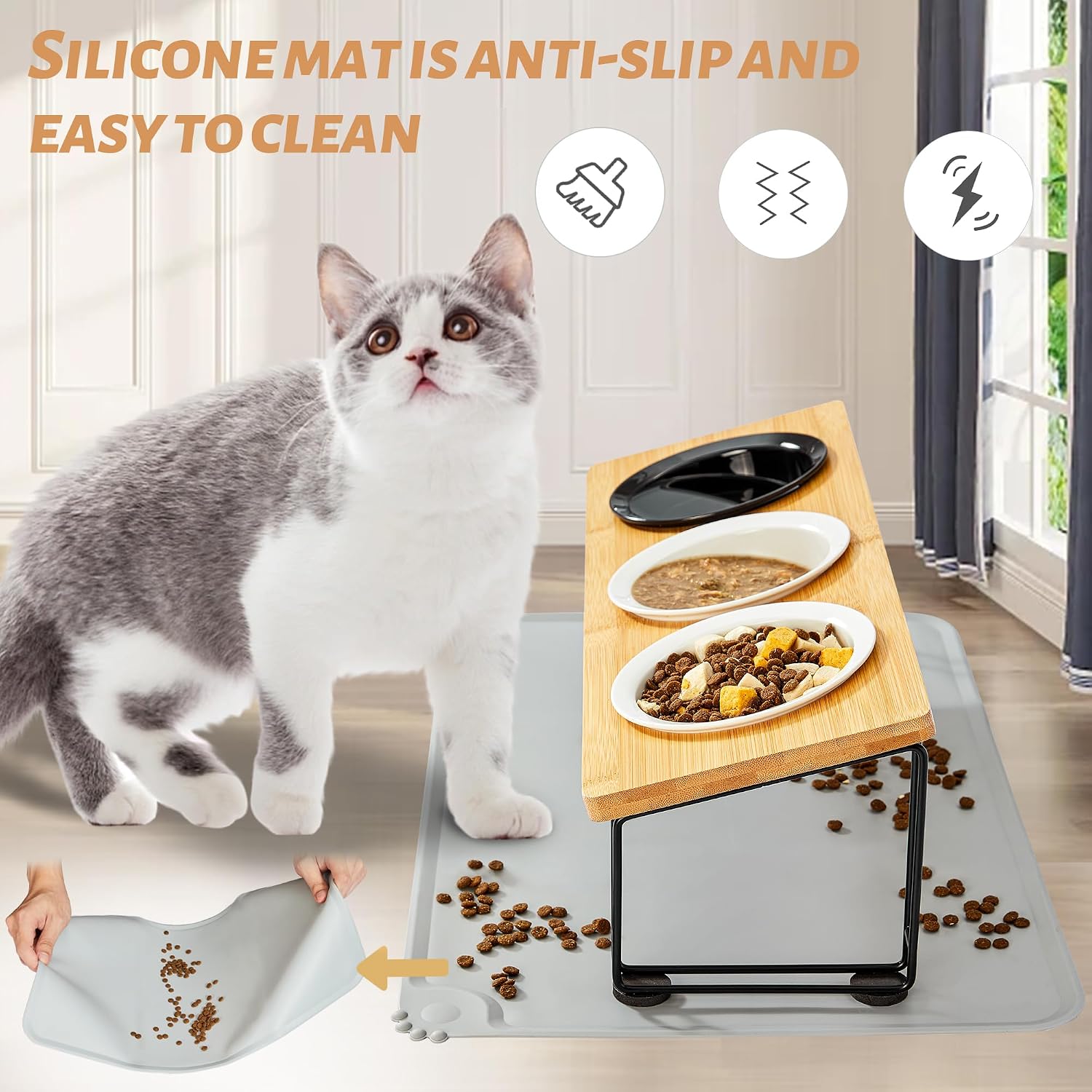 Thumbnail 5 de Ousiya Elevated Cat Bowls 15° Tilted Design