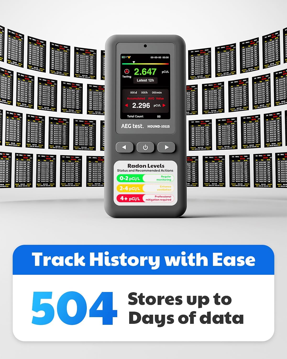 Thumbnail 3 de AEGTEST HOUND-1011S Portable Radon Detector with Color Display and Alarms