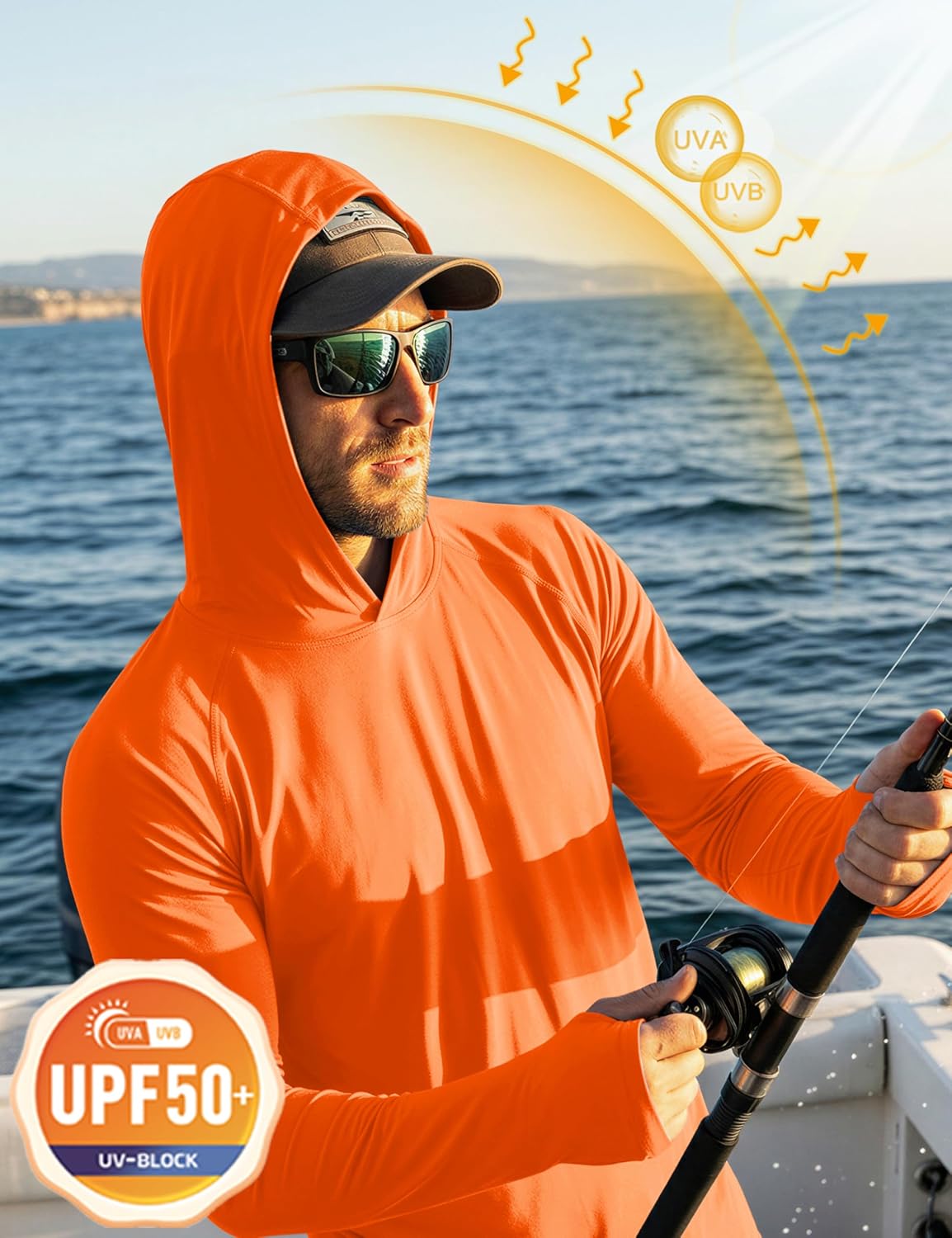 Detalle de MAGCOMSEN Men's Hooded UPF 50+ Sun Protection Long Sleeve Shirt