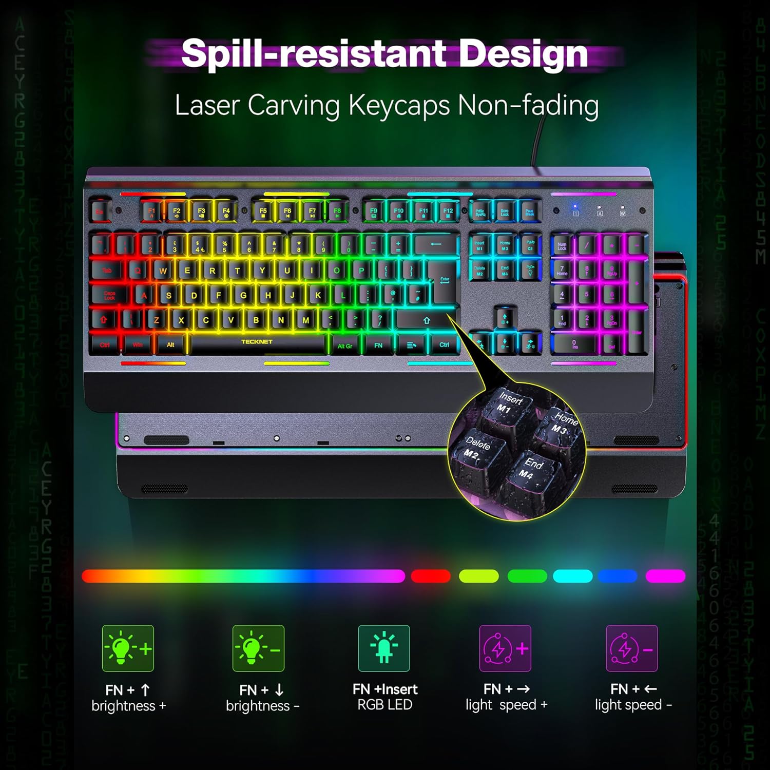 Thumbnail 5 de TECKNET RGB Gaming Keyboard 105 keys ⌨