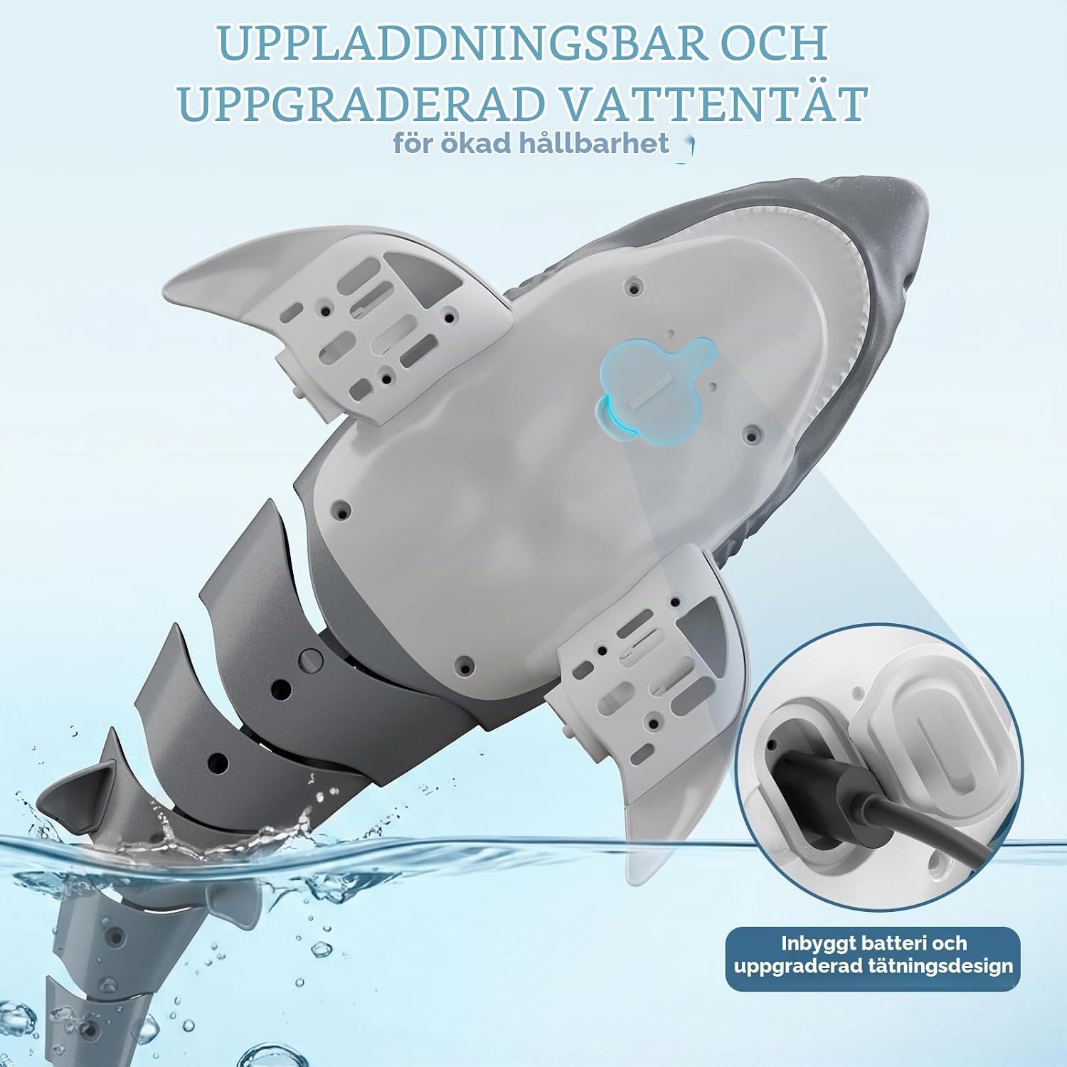 Detalle de snookids 9966A fjärrstyrd hajleksak med 2,4 GHz, LED och USB-laddning