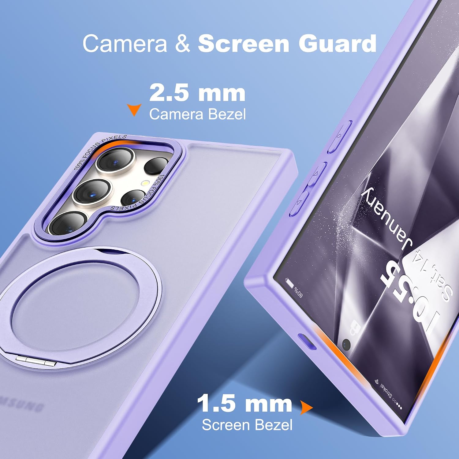 Thumbnail 6 de Zalinbo 360° Rotatable Magnetic Ring Stand Case for Samsung Galaxy S24 Ultra 6.8" (Purple)