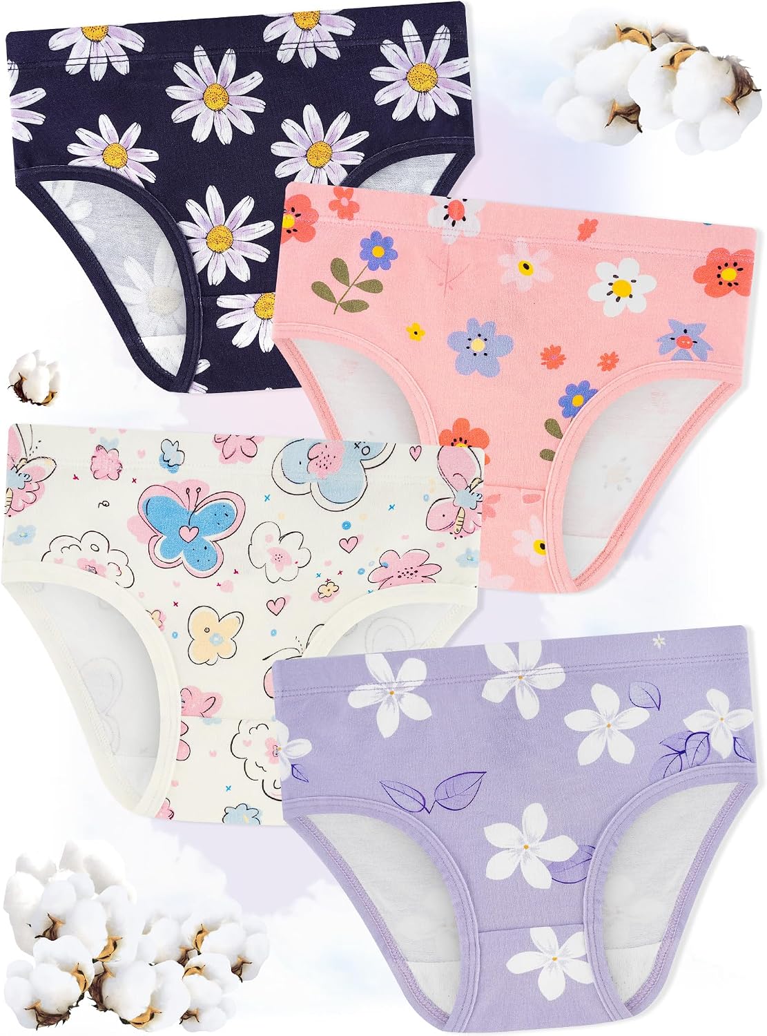 Detalle de BliBliTaTa Girls’ Cotton Tagless Underwear, 8-Pack, 18M–12Y