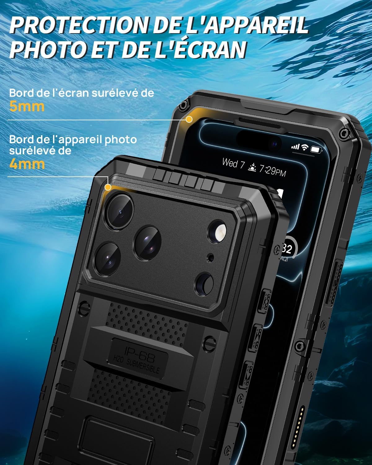 Thumbnail 3 de Seacosmo Coque pour iPhone 17 Pro – Étanche IP68, protection 360° avec écran intégré, noir