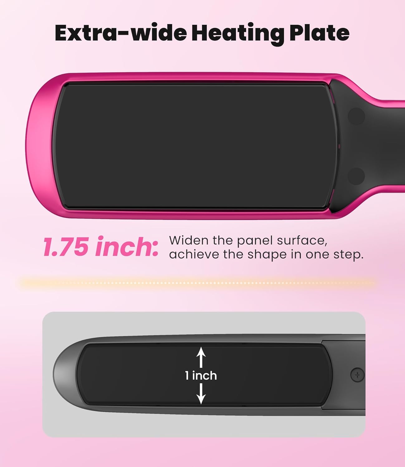 Detalle 2 de Terviiix Flat Iron Hair Straightener – 1-3/4 Inch Wide Plate, Ceramic & Tourmaline for Salon-Grade, One-Swipe Results
