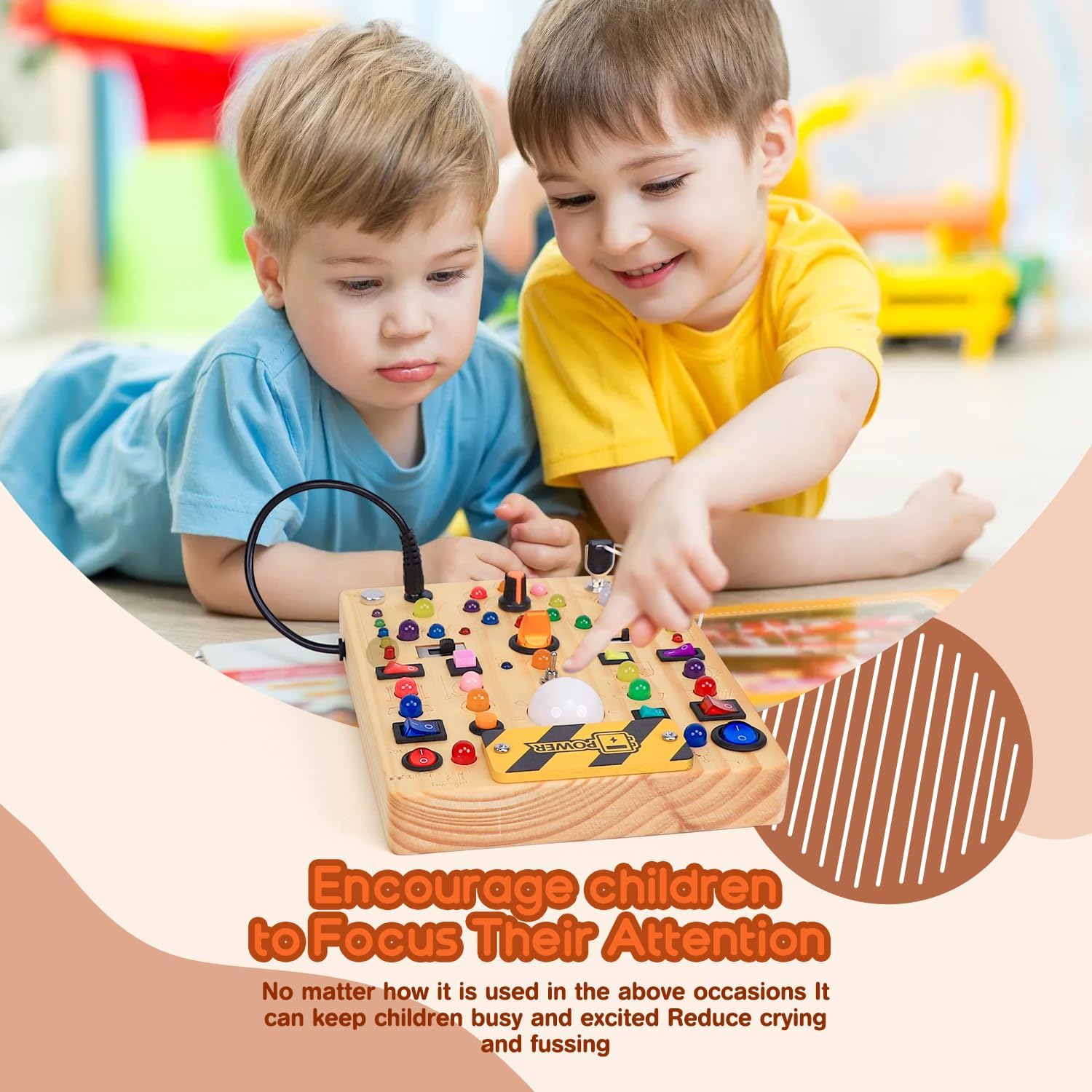 Thumbnail 3 de iHarPro Busy Board with 19 LED Light Switches (Wooden Montessori Sensory Board, Bigger Size)