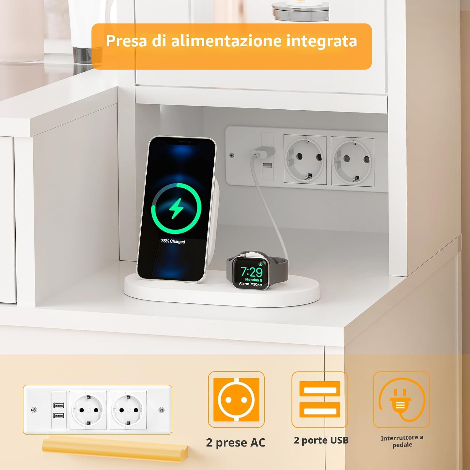 Thumbnail 5 de BEWISHOME Grande Toeletta da Trucco con Specchio Illuminato e USB: eleganza, spazio e comodità per la tua routine