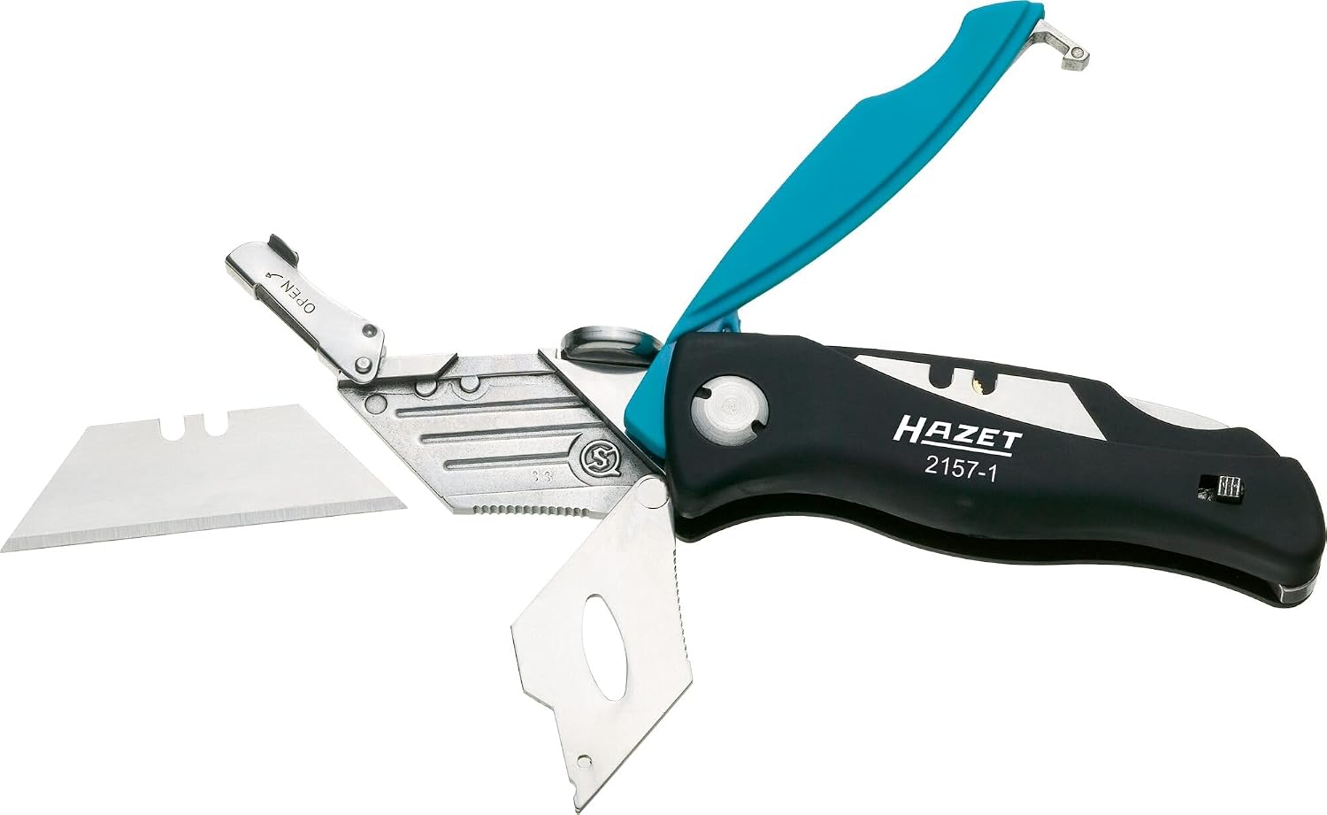 Detalle 2 de HAZET 2157-1 折りたたみ式カッターナイフ 替刃5枚付き・ABSグリップ・親指クッション