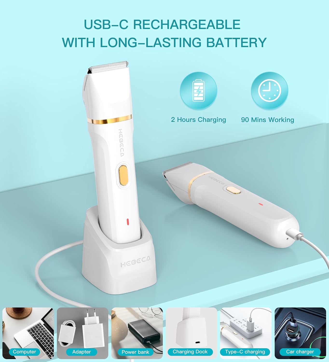 Thumbnail 6 de HEBECA 3-in-1 Electric Trimmer for Women, Waterproof Wet/Dry Groomer