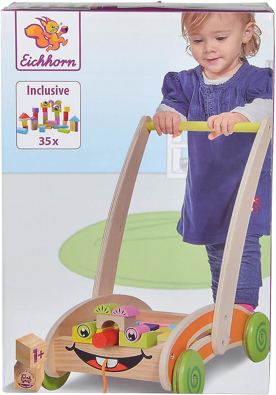 Thumbnail 6 de Eichhorn 100001833 Spiel- und Lauflernwagen (teilmontiert) mit 35 bunten Holzbausteinen
