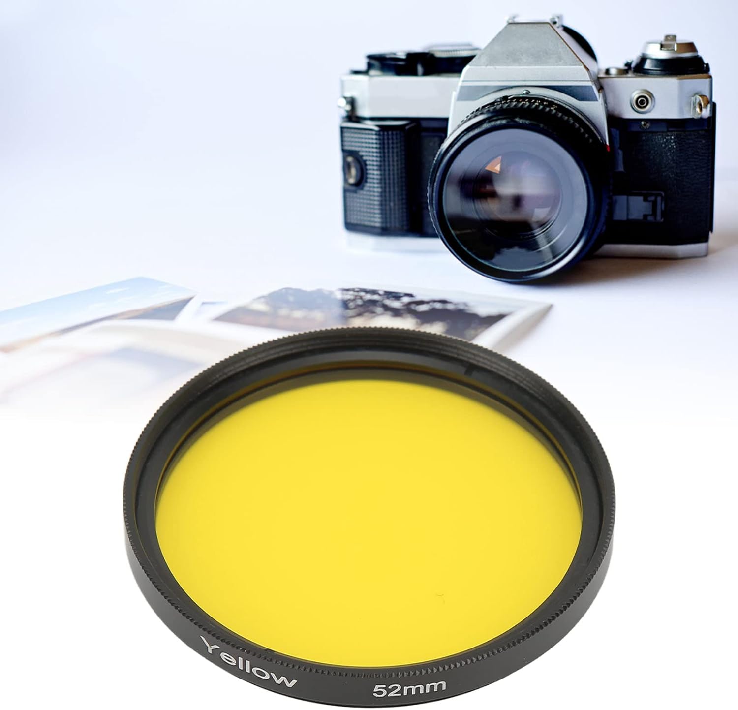 Thumbnail 1 de Akozon Filtro per Fotocamera Slim 52 mm – Filtro obiettivo in vetro ottico, telaio in lega di alluminio, effetto dreamy (giallo)