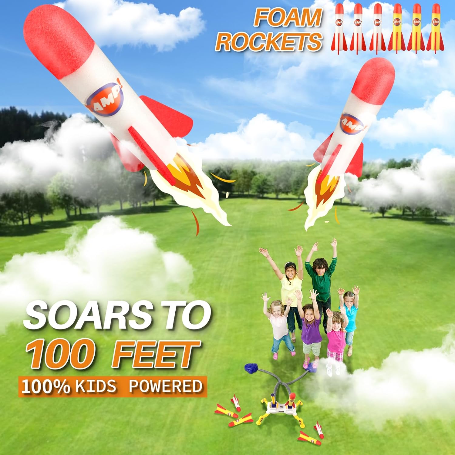 Thumbnail 1 de TODARRUN Space Rocket Launcher for Kids: 6 Rockets, Dual Pedal Action, LED & Foam Variants