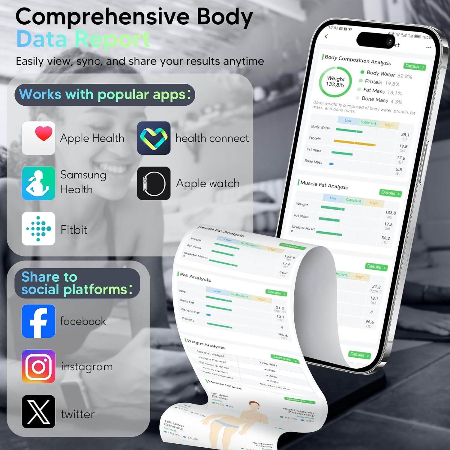 Detalle de arboleaf Smart Scale with 8-Electrode Body Composition Analysis and App Tracking