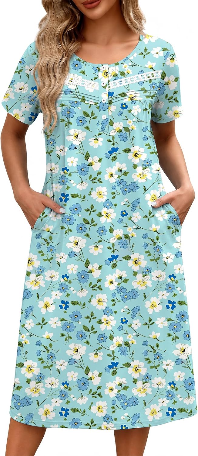 Detalle de Ekouaer Women's Nightgown, Polyester-Spandex Blend