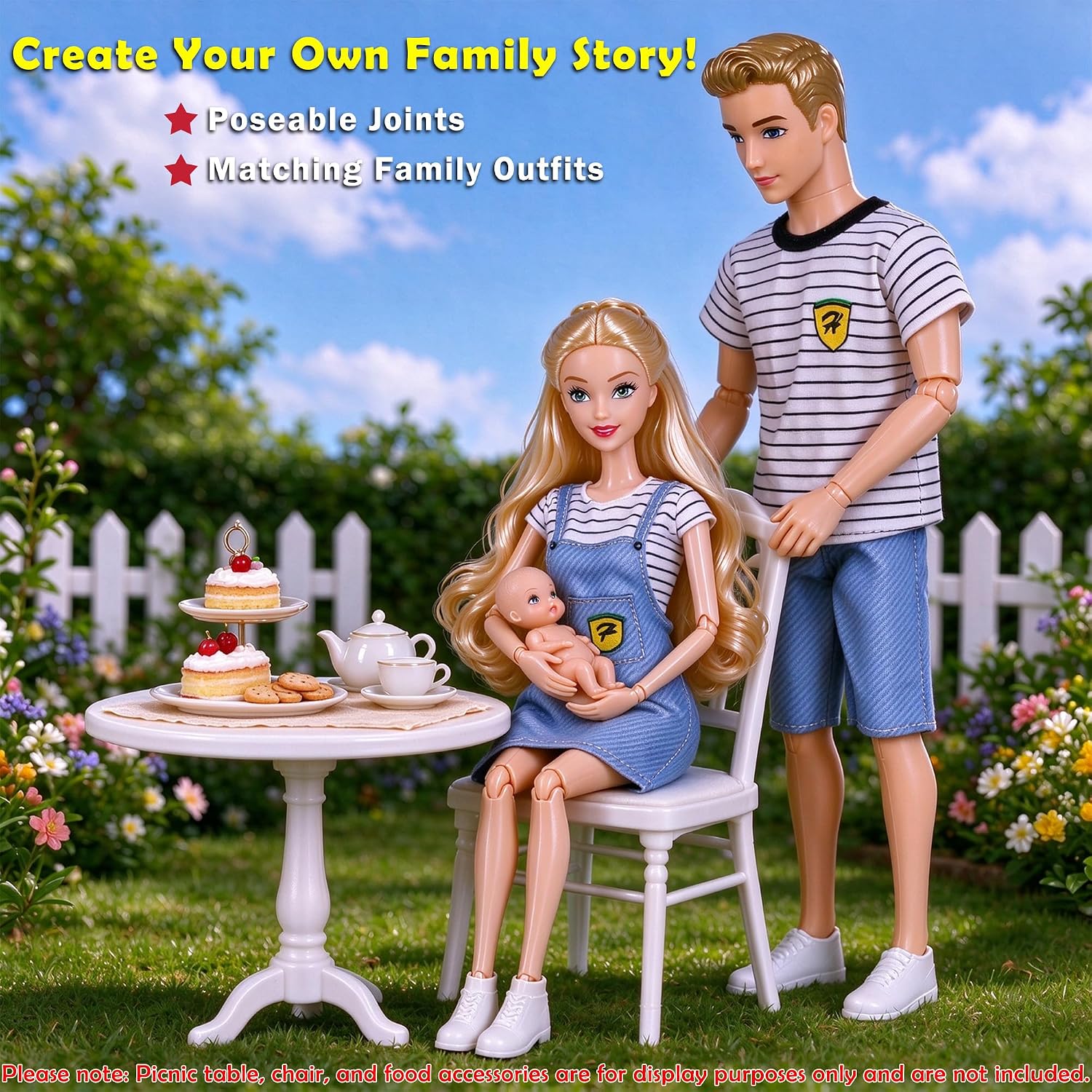 Detalle 1 de dollbie DBLD11 Family Doll Playset with Baby Stroller, Kids and Pets