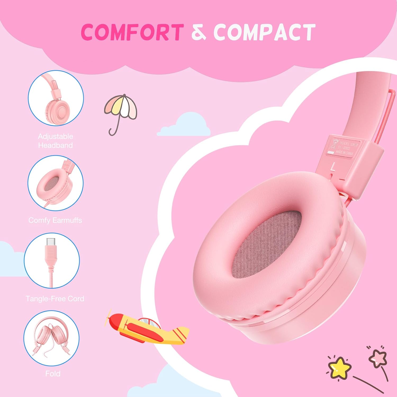 Thumbnail 2 de Cowyawn USB Type C Kids Headphones 94dB
