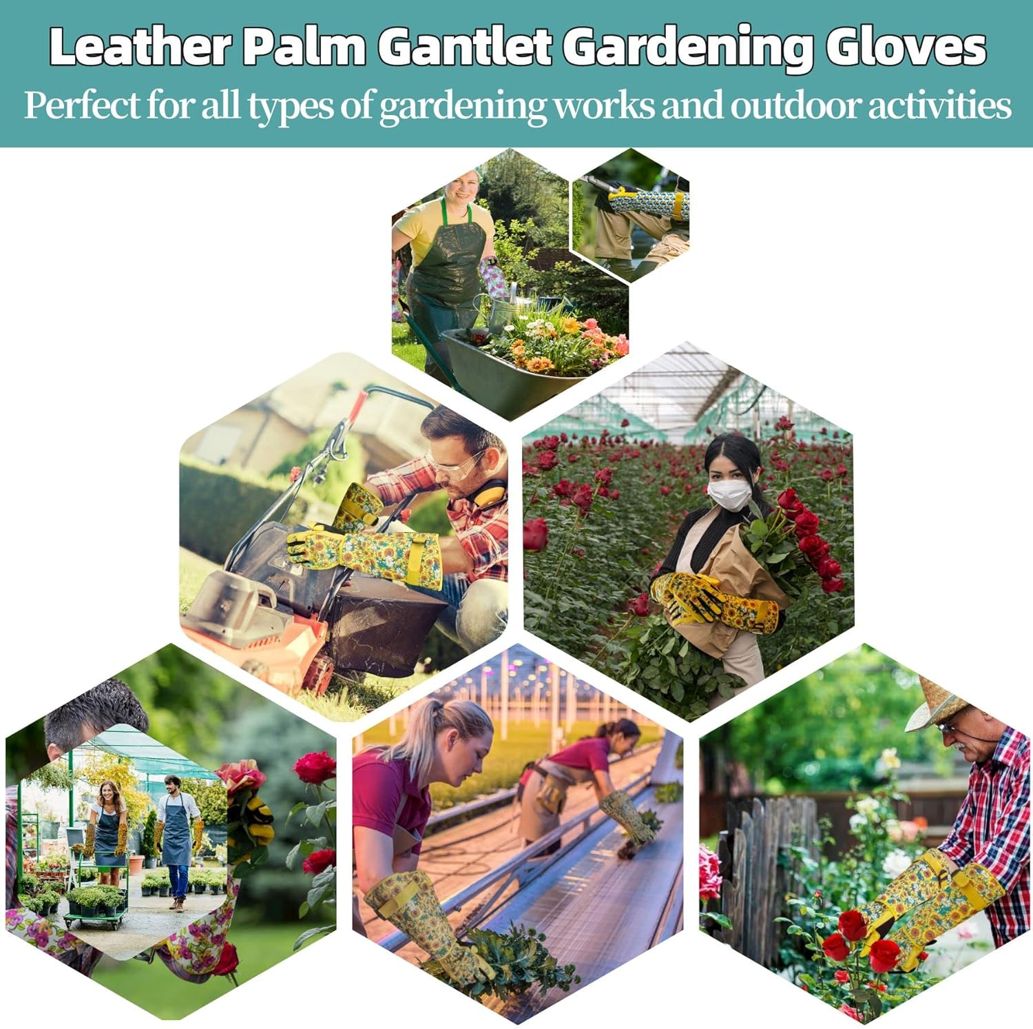 Thumbnail 5 de MSUPSAV Long Gardening Gloves – Thorn-Proof Leather Gauntlets for Gardeners