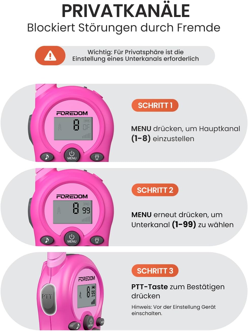 Thumbnail 4 de FOREDOM Wiederaufladbare Walkie Talkies für Kinder – 2er Set, 8 Kanäle, bis zu 3 km Reichweite