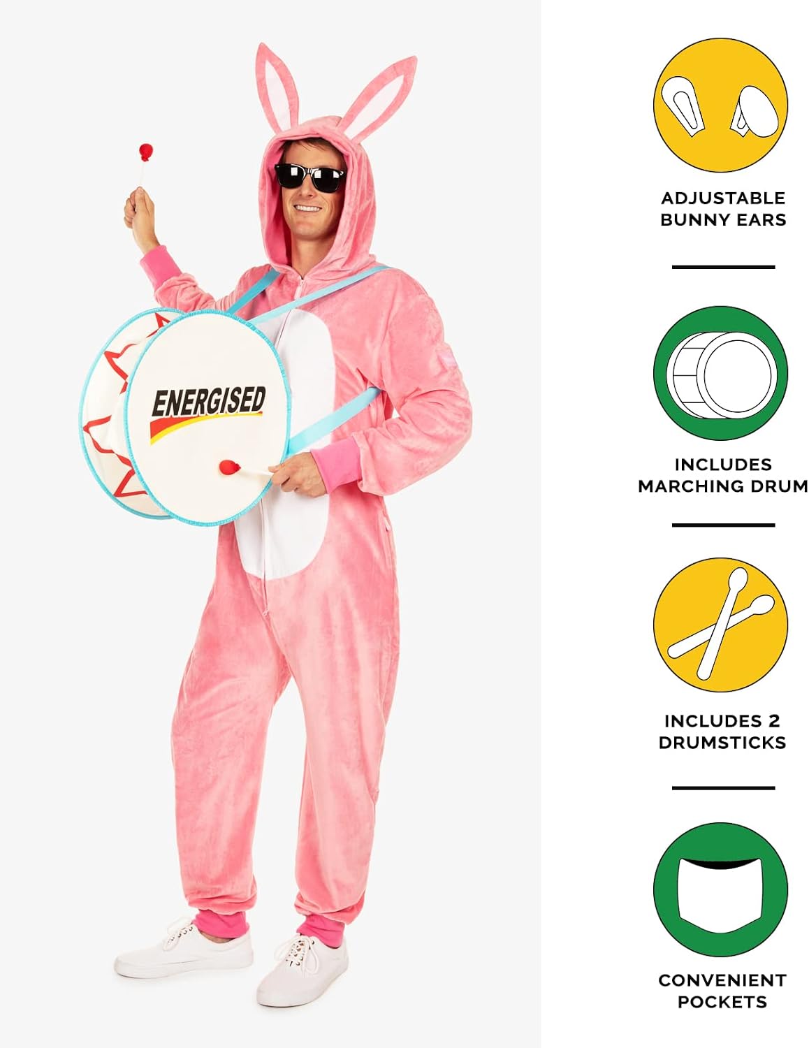 Detalle de Tipsy Elves Men's Animal Halloween Jumpsuit Costume with Faux Fur, Pockets & Hidden Zipper