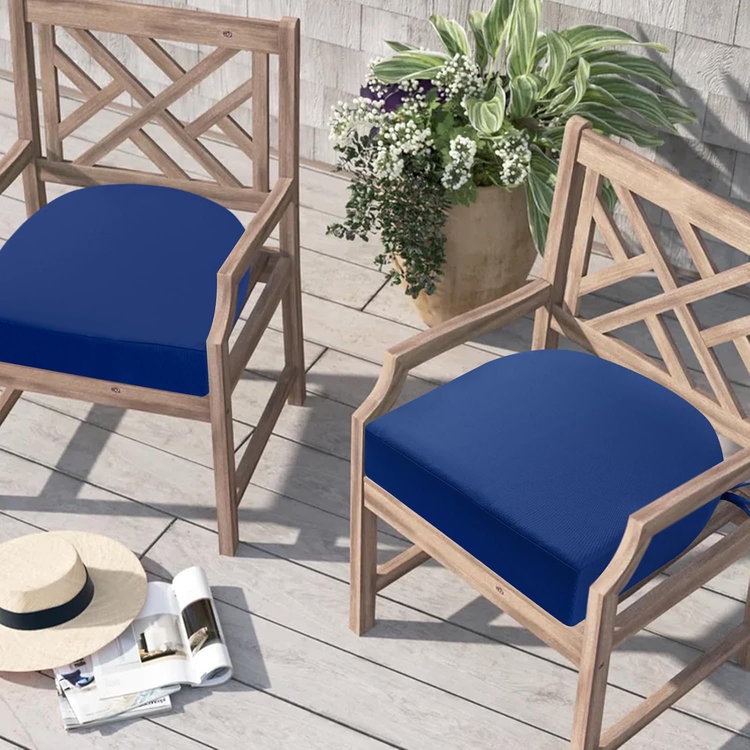 Thumbnail 3 de PRIMEPATIO Outdoor Chair Cushions Set 2 7cm Navy