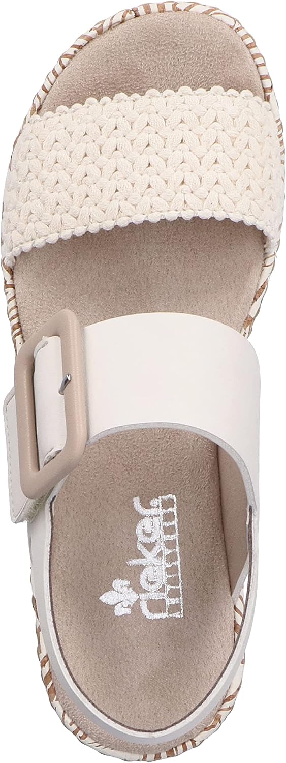 Detalle de Sandale Creme/Porzellan beige – Textiloberteil, Plateauabsatz, mittlere Weite