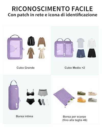 Thumbnail 7 de ECOHUB 5 Pezzi Organizer Valigia Compressione – Set di packing cubes viola chiaro