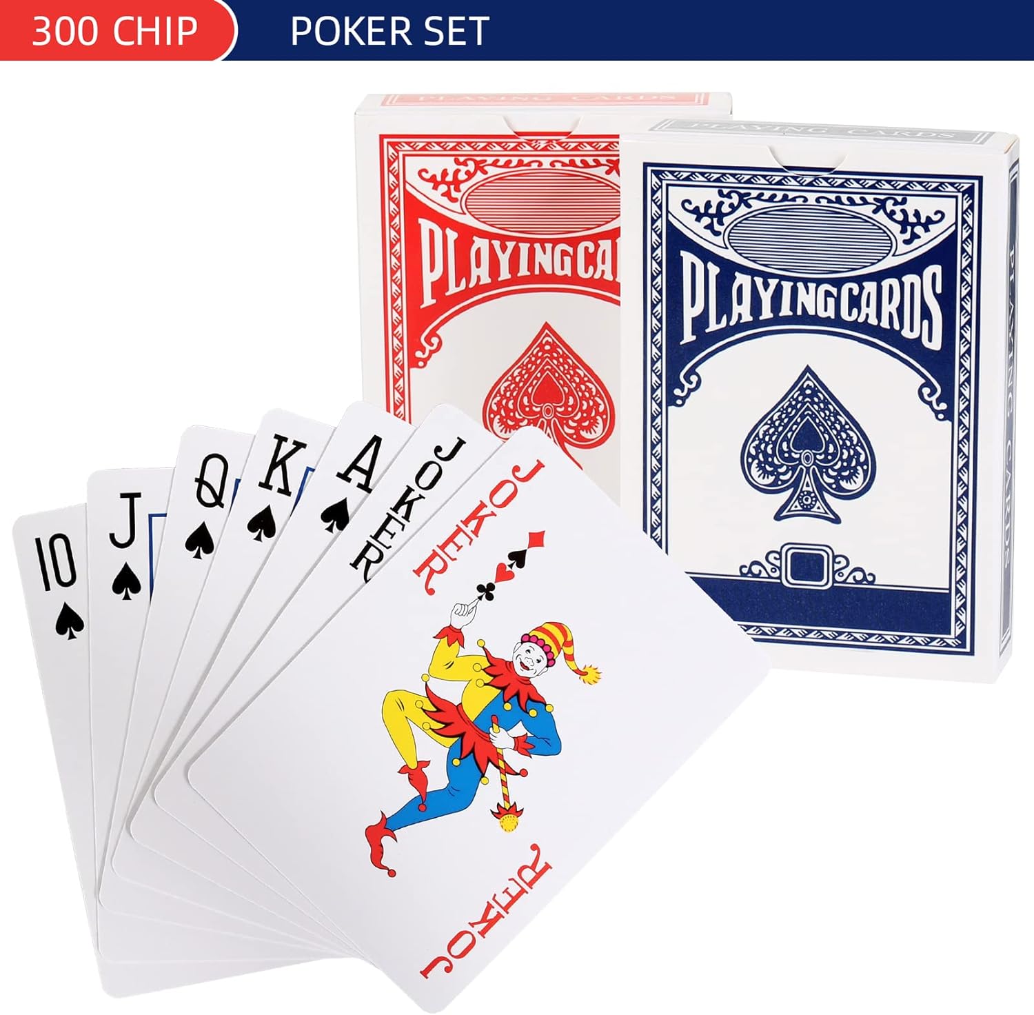 Detalle 1 de 300-Piece 11.5g Poker Chips Set (Texas Hold’em/Blackjack) with Aluminum Case, Dealer Buttons, Blinds Markers & Dice
