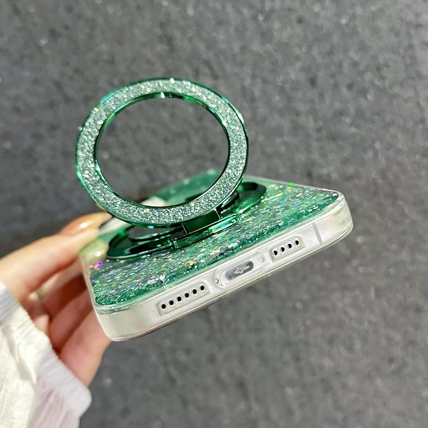 Detalle de SIYOPINPFY Hülle für Xiaomi Redmi A5 4G – transparentes Silikoncase mit Spiegel-Ringständer, Glitter-Akzente und Kameraschutz