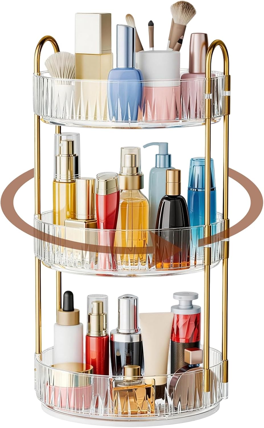 Detalle de Dayacoco 360 Rotating Makeup Organiser, 3-Tier Round Spinning Storage Stand