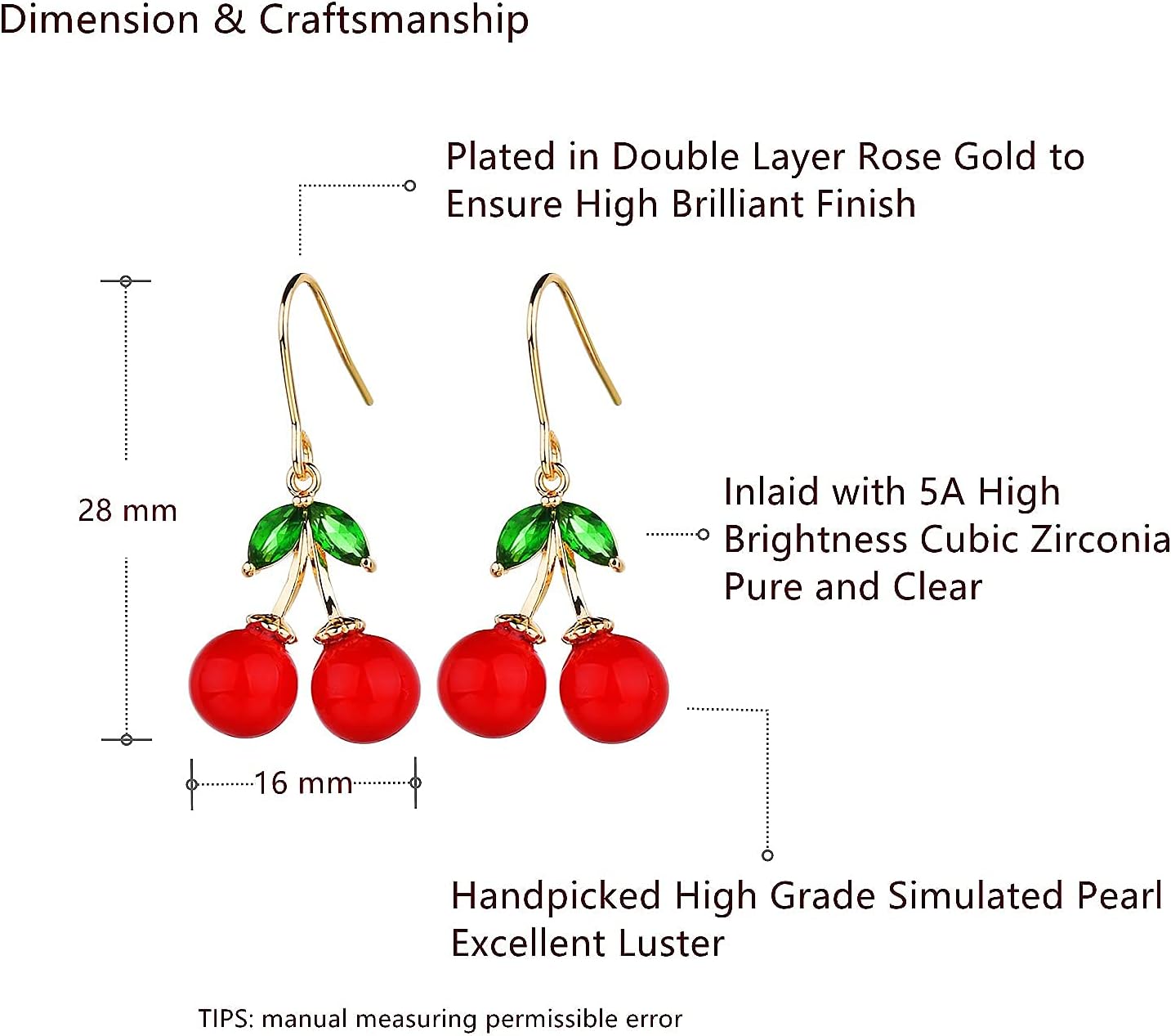 Thumbnail 4 de VONSSY Gemstone Cherry Drop Earrings 2.00ct