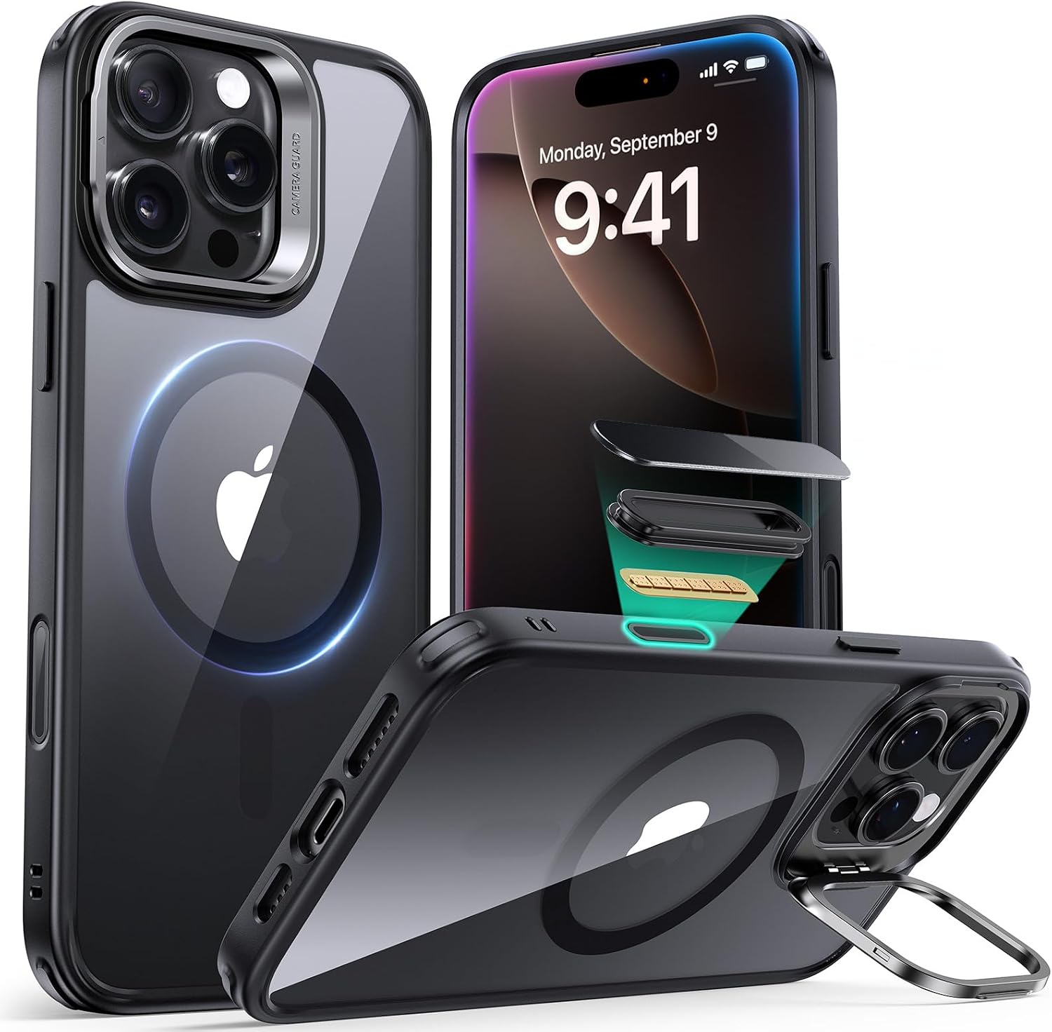 Detalle de ESR iPhone 16 Pro Max Clear Black MagSafe Case