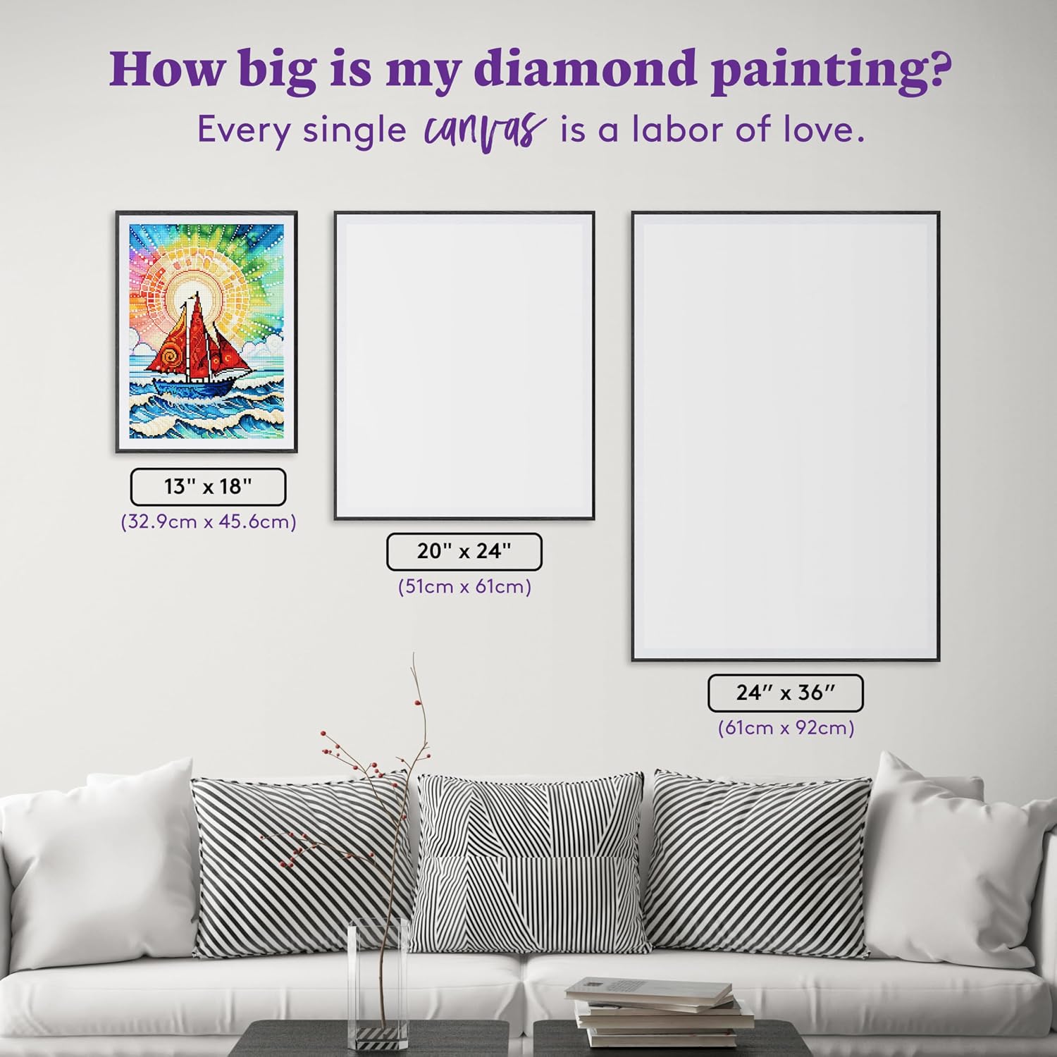 Detalle de DIAMOND ART CLUB セーリングアウェイ ダイヤモンドペインティングキット、スクエア仕様・ノーティカルテーマ