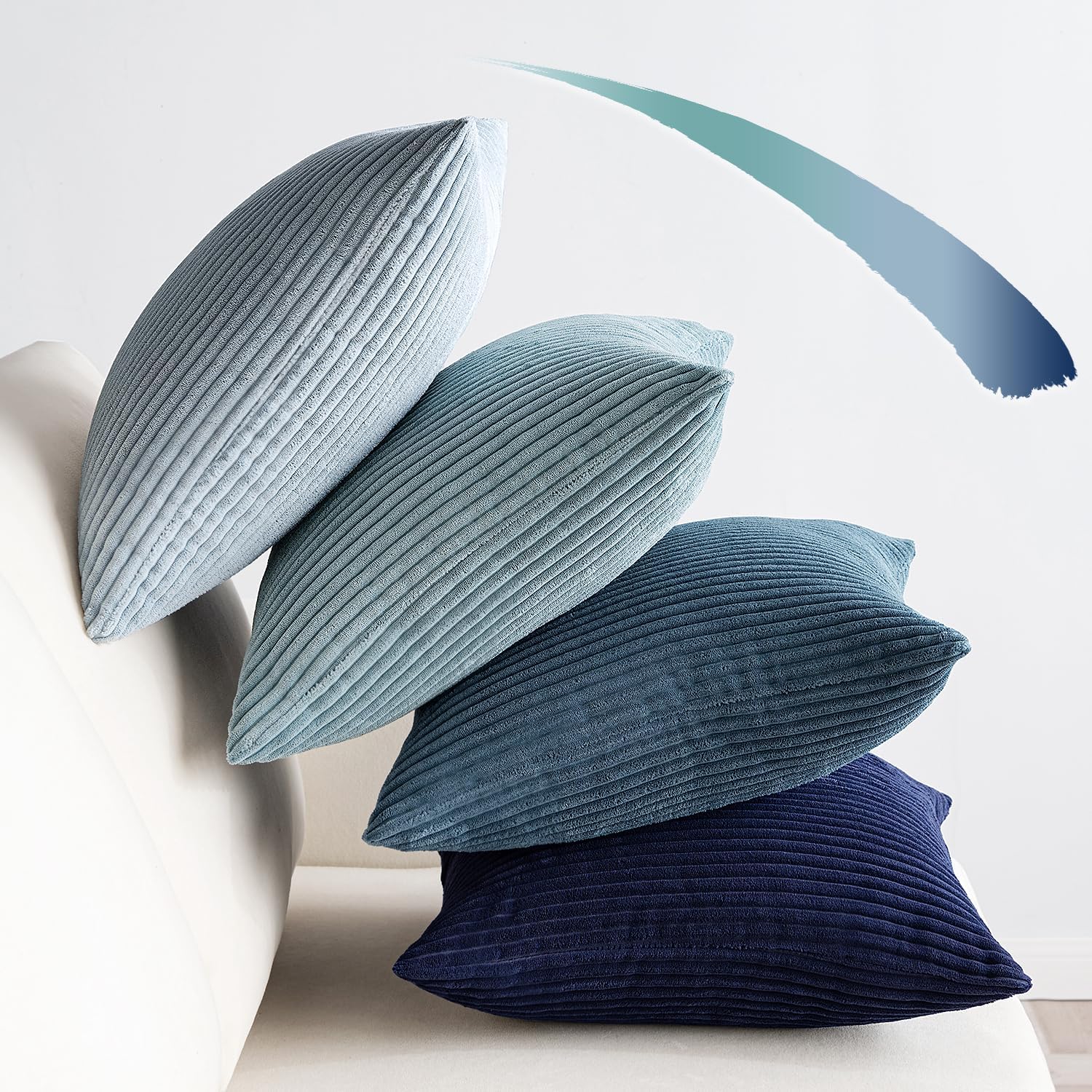 Thumbnail 5 de EMEMA Kissenbezug 40x40 cm aus Kordsamt im 4er-Set (Kissenhülle, dunkelblau)