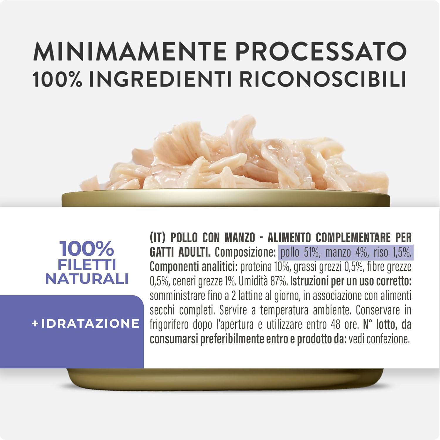 Thumbnail 3 de Schesir Filetti di Pollo con Manzo in brodo – Filetti naturali per gatti, 12 lattine da 70 g