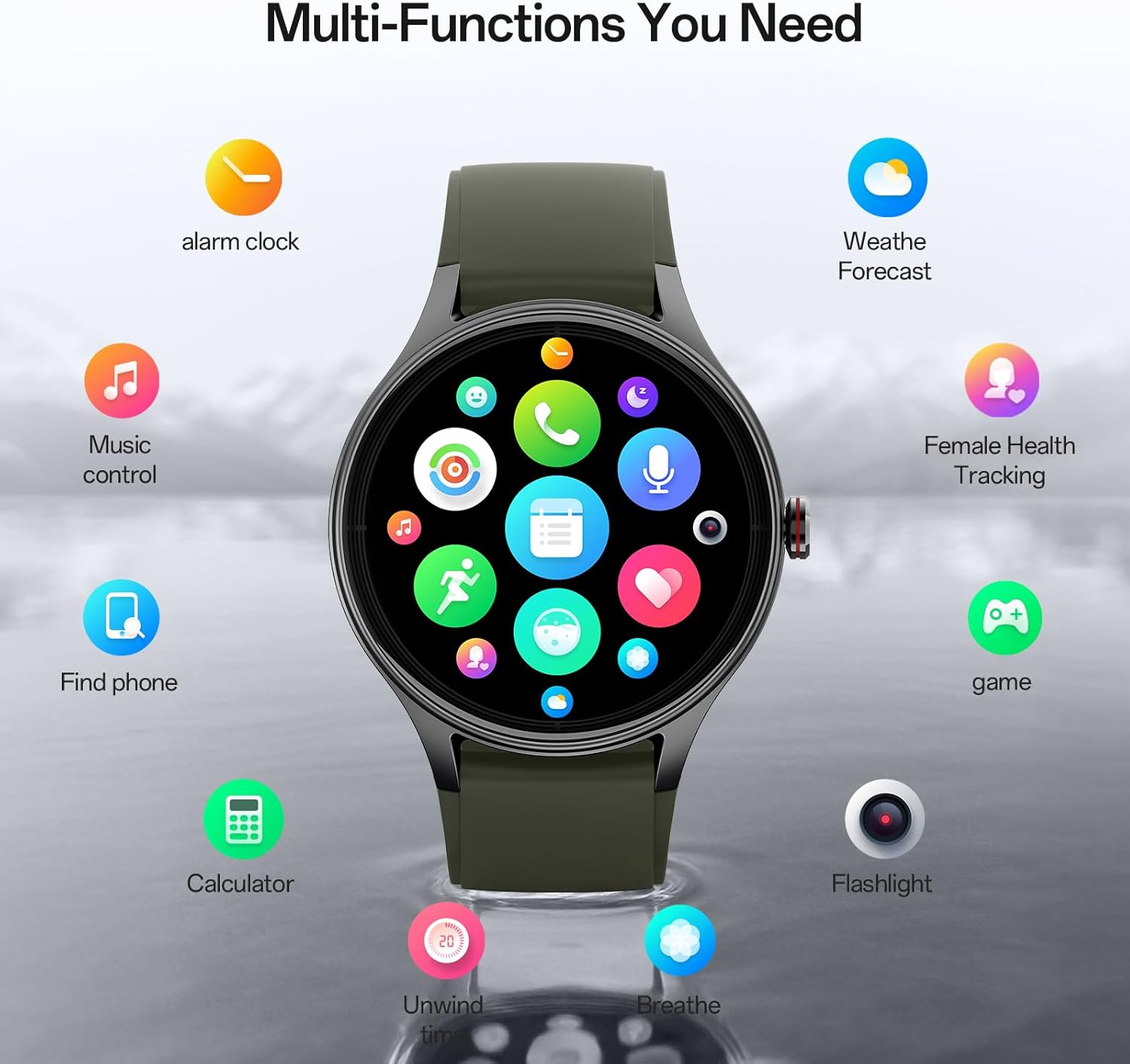 Thumbnail 6 de Woneligo Smartwatch for Women & Men with AI Voice, Bluetooth Calls and 110+ Sports Modes (Green)