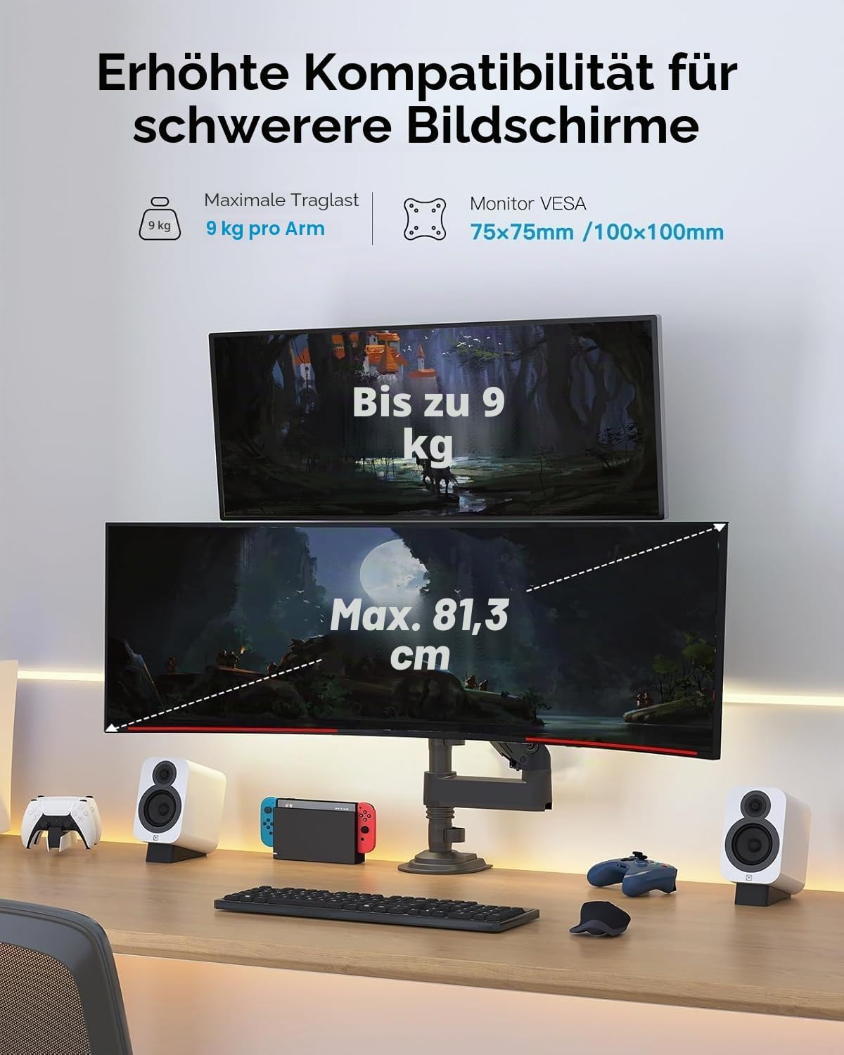 Detalle 2 de HUANUO Monitorhalterung 2 Monitore 13–32 Zoll
