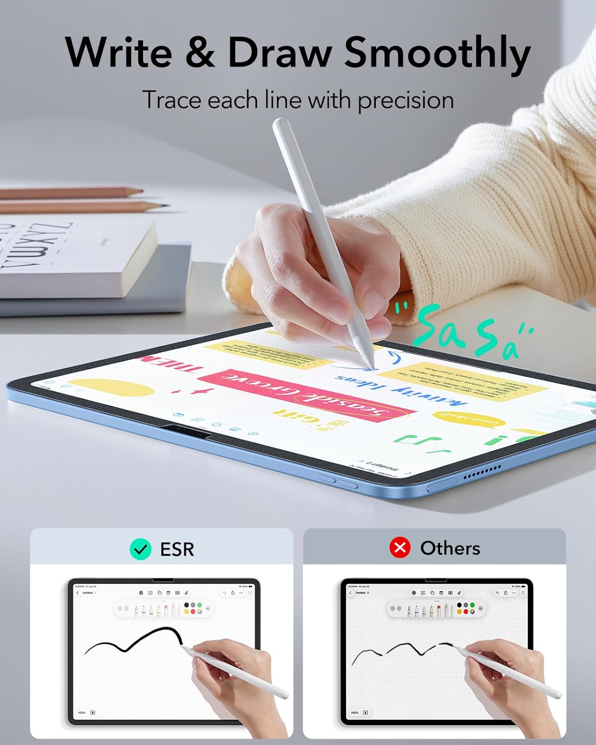Thumbnail 3 de ESR Paper-Feel Schutzfolie für iPad 11. Generation / 10. Generation – 2er Pack, mattes Schreib- und Zeichnen-Erlebnis