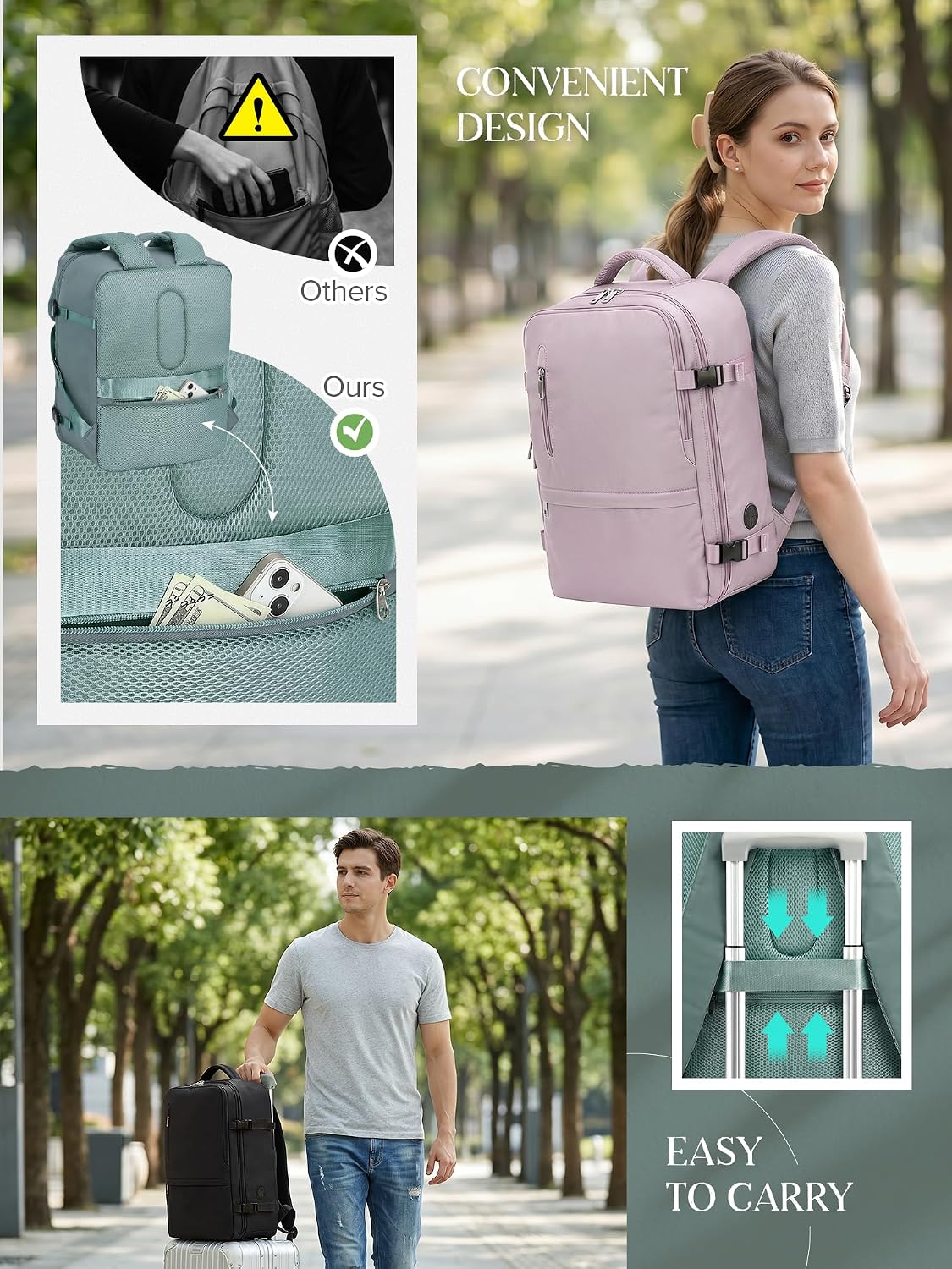 Thumbnail 3 de Hayayu zaino borsa cabina Easyjet 45x36x20 con tasche multiple e capacità 32L