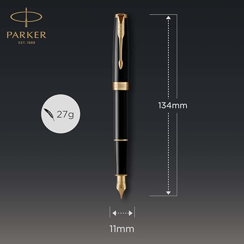 Detalle 1 de Parker Sonnet - Elegante pluma estilográfica negra con dorados ✒