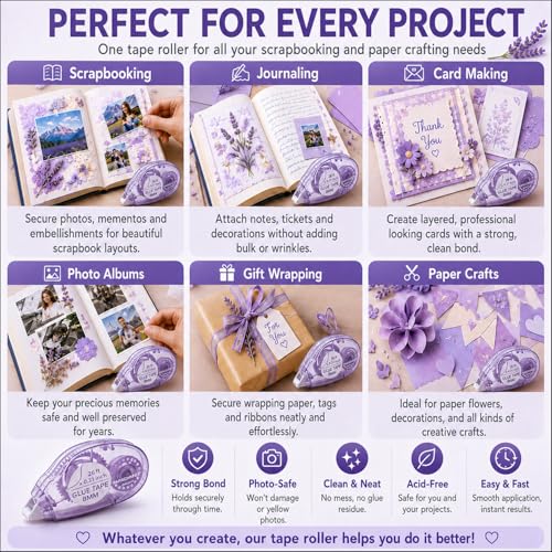 Thumbnail 8 de MARCADORUS Glue Tape Roller for Scrapbooking – Double-Sided Adhesive, 106 Ft